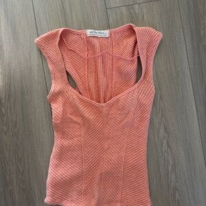 Free People Women's Pink Ribbed Top